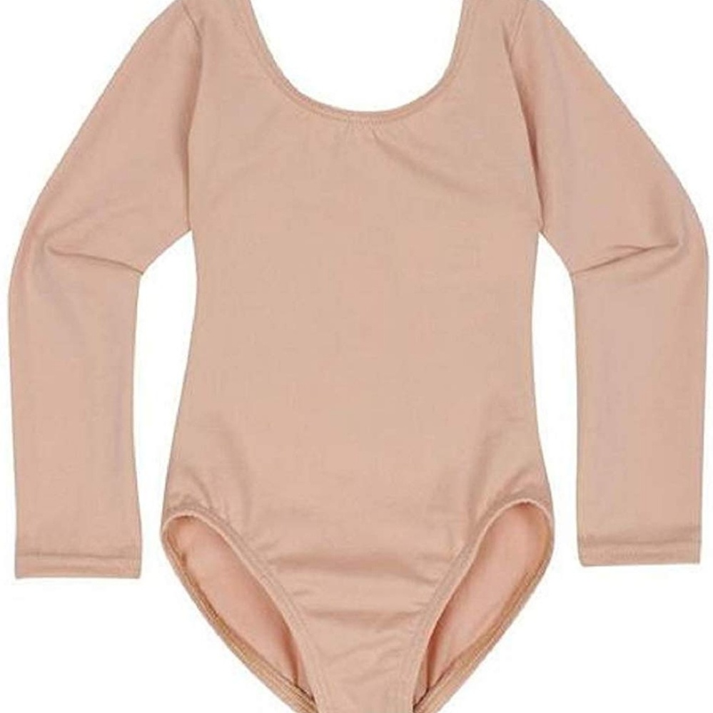 DanceNwear Girls 12-14 Nude Cotton Long Sleeve Leotard